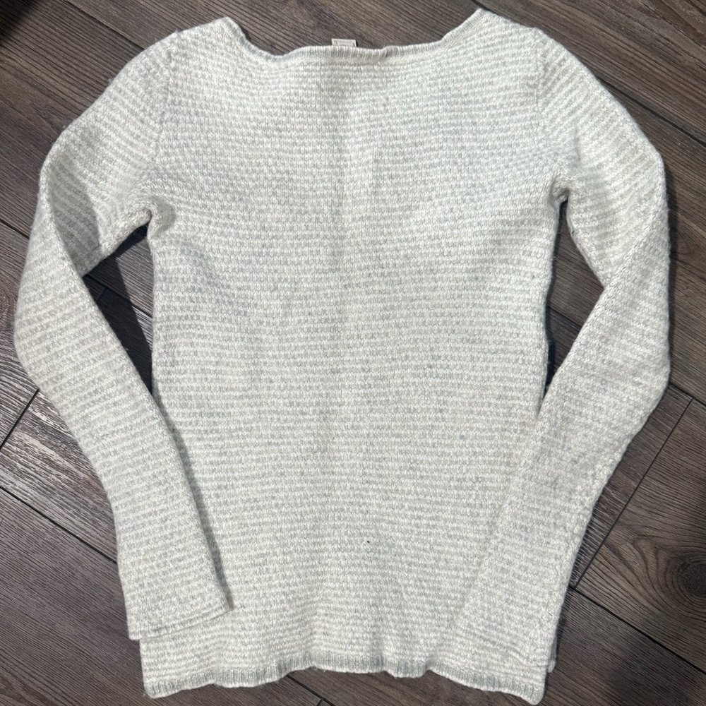 J.Crew XXS Merino Wool Blend Sweater Cream Ivory Textured Long Sleeve - Picture 2 of 4